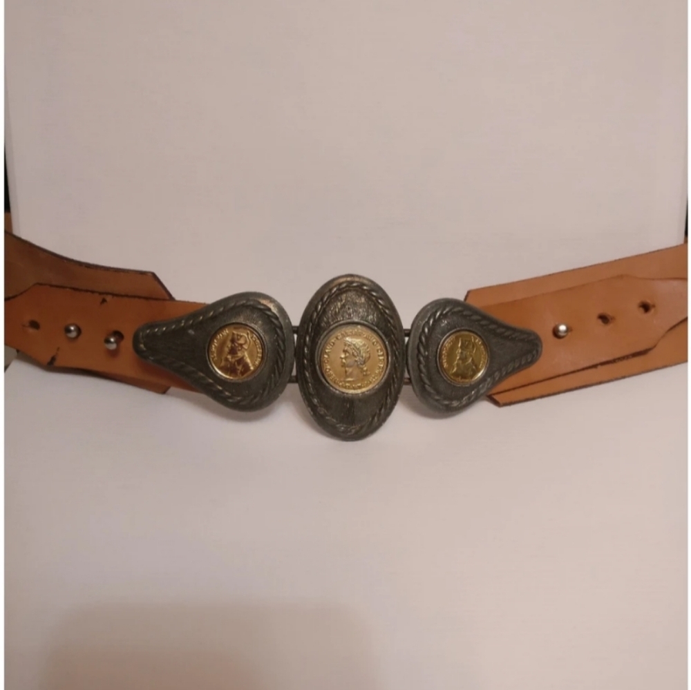 🇨🇦 Vintage 80s leather belt by M.Robichaud - Picture 2 of 7